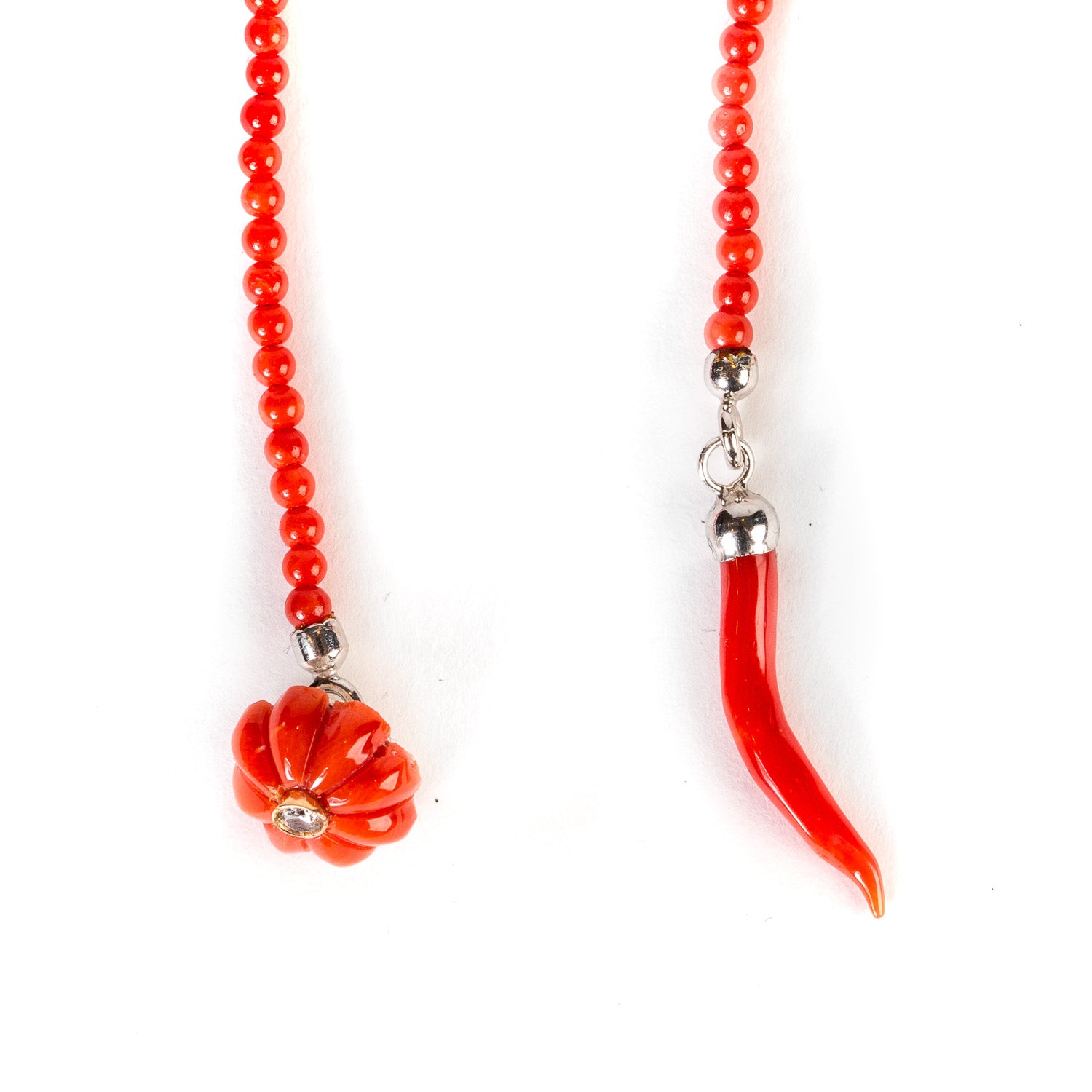 Lapel Chain "Coral Flower Diamond" made of Sterling Silver - purely handmade